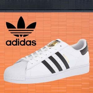 NIB Men's Black/White ADIDAS Superstar Shoes Sz 19